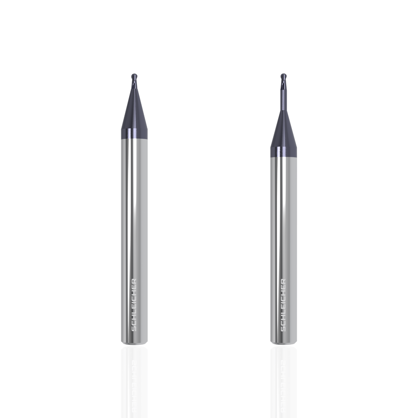 schleicher fräswerkzeuge, cnc-werkzeuge und zerspanungswerkzeuge: micro radiusfräser aus vhm (vollhartmetall) und radiusfräser mit langem hals und freischliff